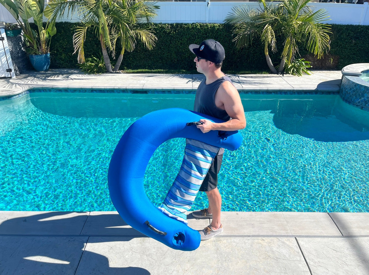 Premium Fabric Covered Inflatable Pool Float Furniture Quality AquaBoy Pool Chair