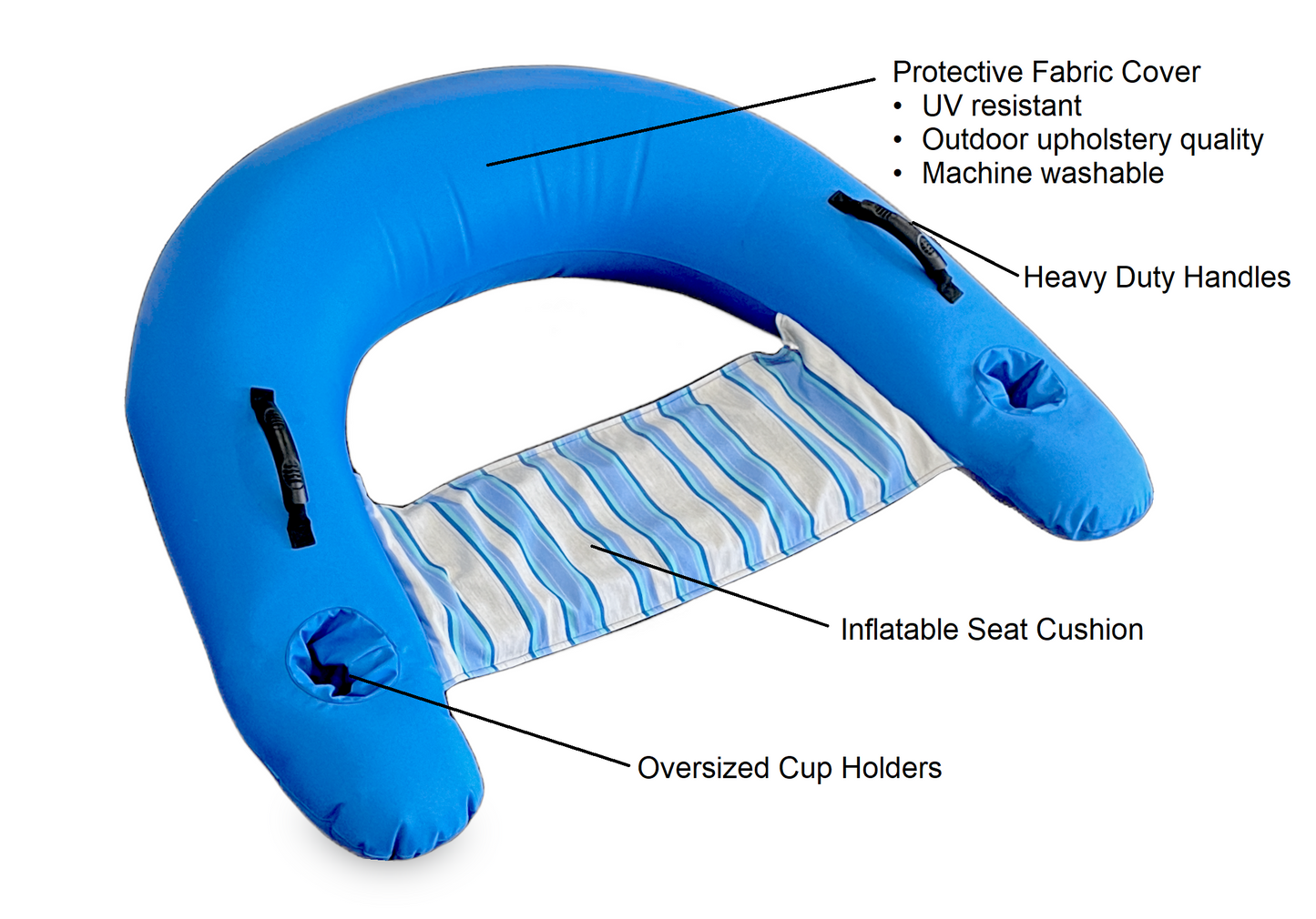 Premium Fabric Covered Inflatable Pool Float Furniture Quality AquaBoy Pool Chair