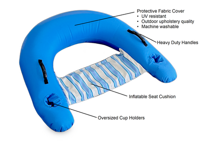 Premium Fabric Covered Inflatable Pool Float | Furniture Quality | AquaBoy Pool Chair